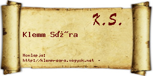 Klemm Sára névjegykártya