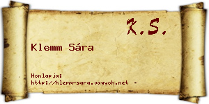 Klemm Sára névjegykártya